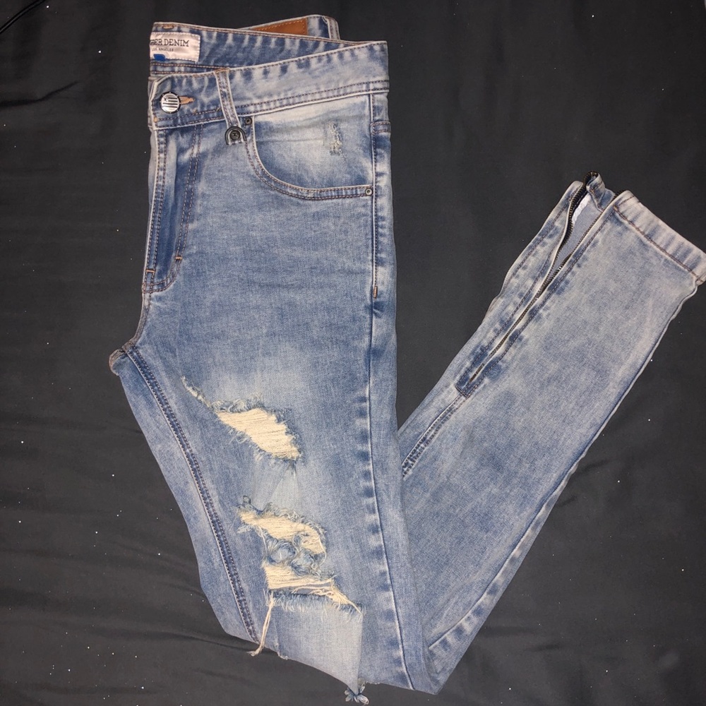 Hyper Denim Skinny Acid wash Denim zipper pants